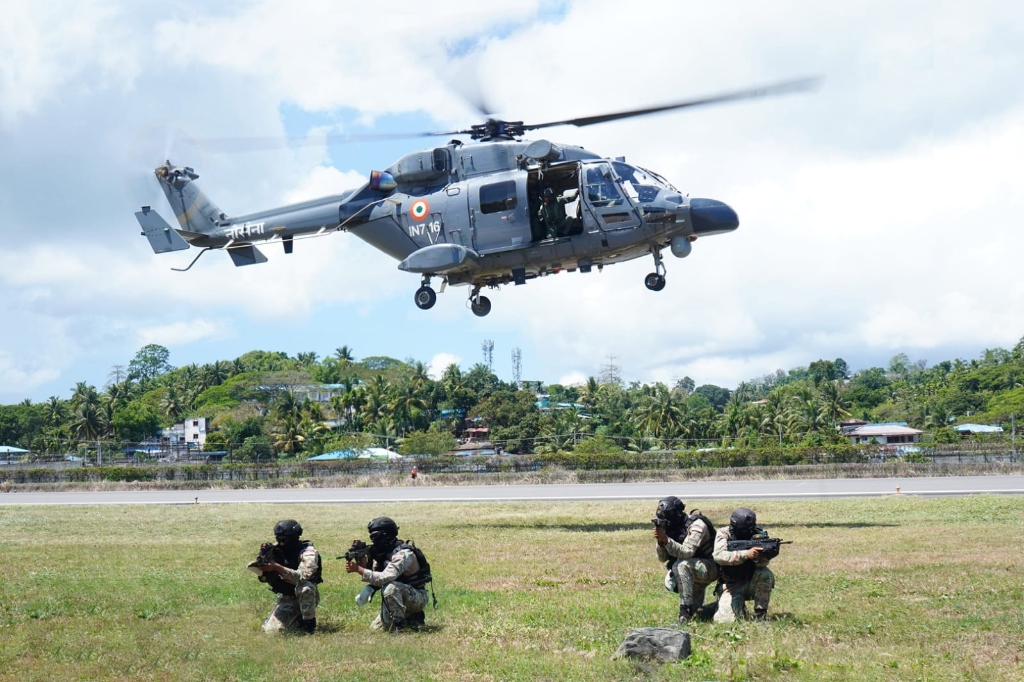 Naval helicopter assault operation integrating AI defence solutions and real-time aerial telemetry